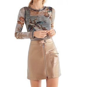 NWT Urban Outfitters Bronze Demi Metallic Zip Skirt